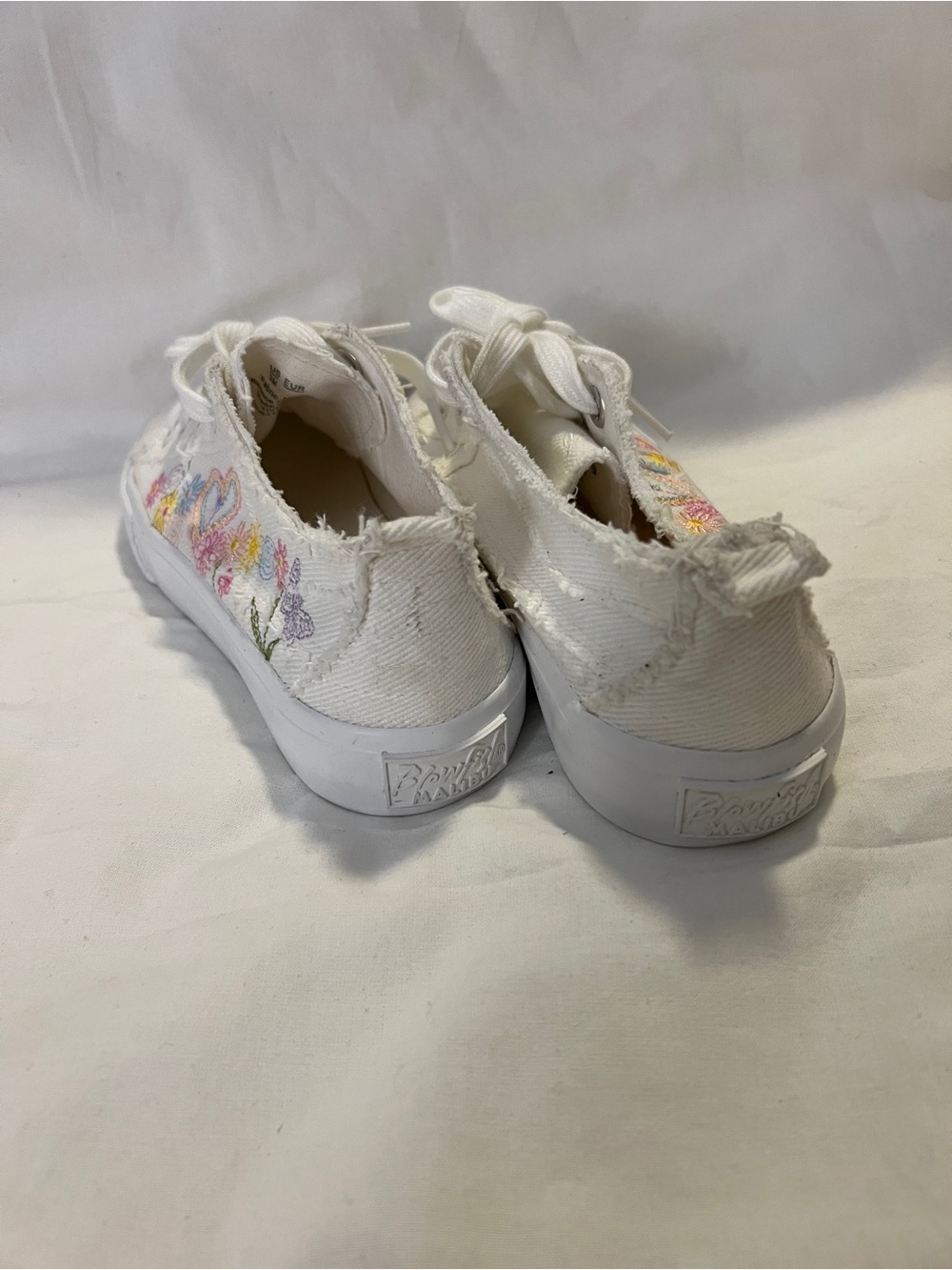 Blowfish White Canvas Sneakers with Pink & Green Floral Embroidery - Picture 6 of 8